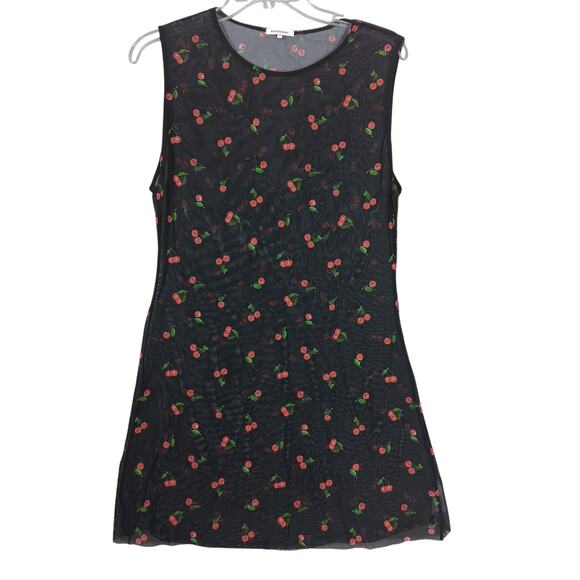 We Wore What Mesh Cover Up Size XL Cherries Print on Black Background See Thru - Picture 5 of 11
